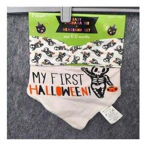 My First Halloween Infant Set Bandana Bib Headband Skeleton Gertex Baby Spooky